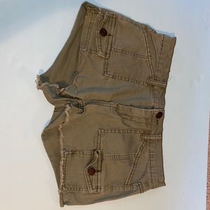 Green military style jean shorts
